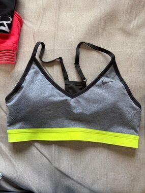 Nike Gray Sports Bralette with Neon Green Band